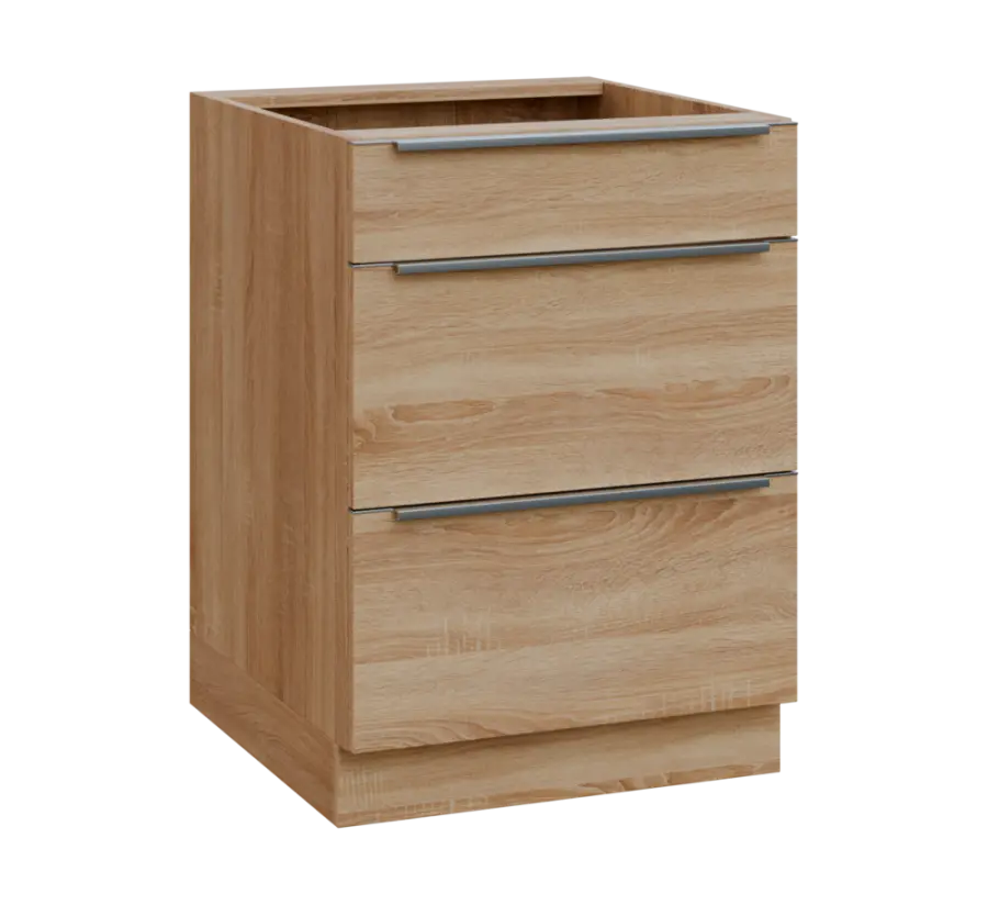 SIS - 6Z33 spodní skříňka, 3-zásuvková, 870x600x600, dub bardolino